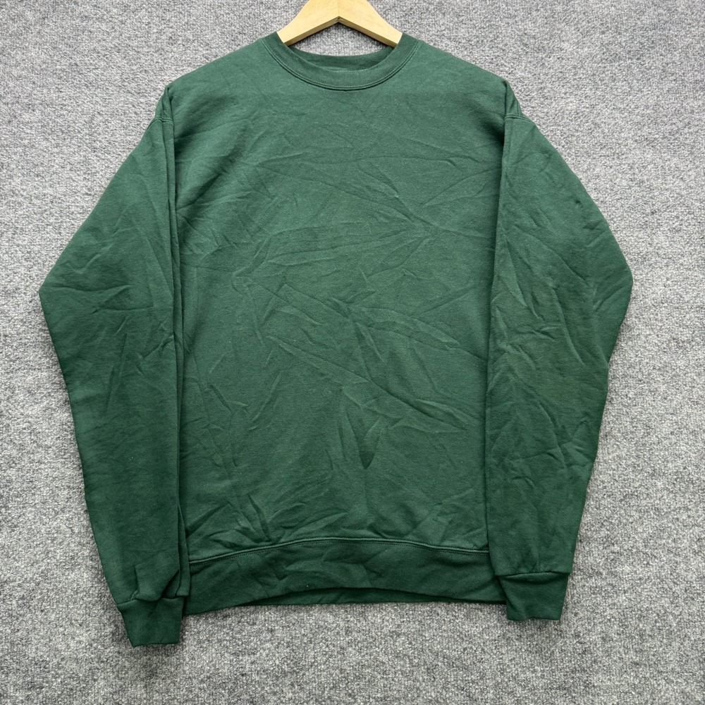 Unbranded Crew Neck Sweatshirt Mens Large Green Long Sleeve Fleece Pullover